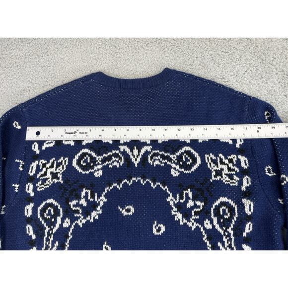 Supreme Bandana Sweater Pullover Crewneck Navy Blue Long Sleeve Medium - Picture 7 of 16